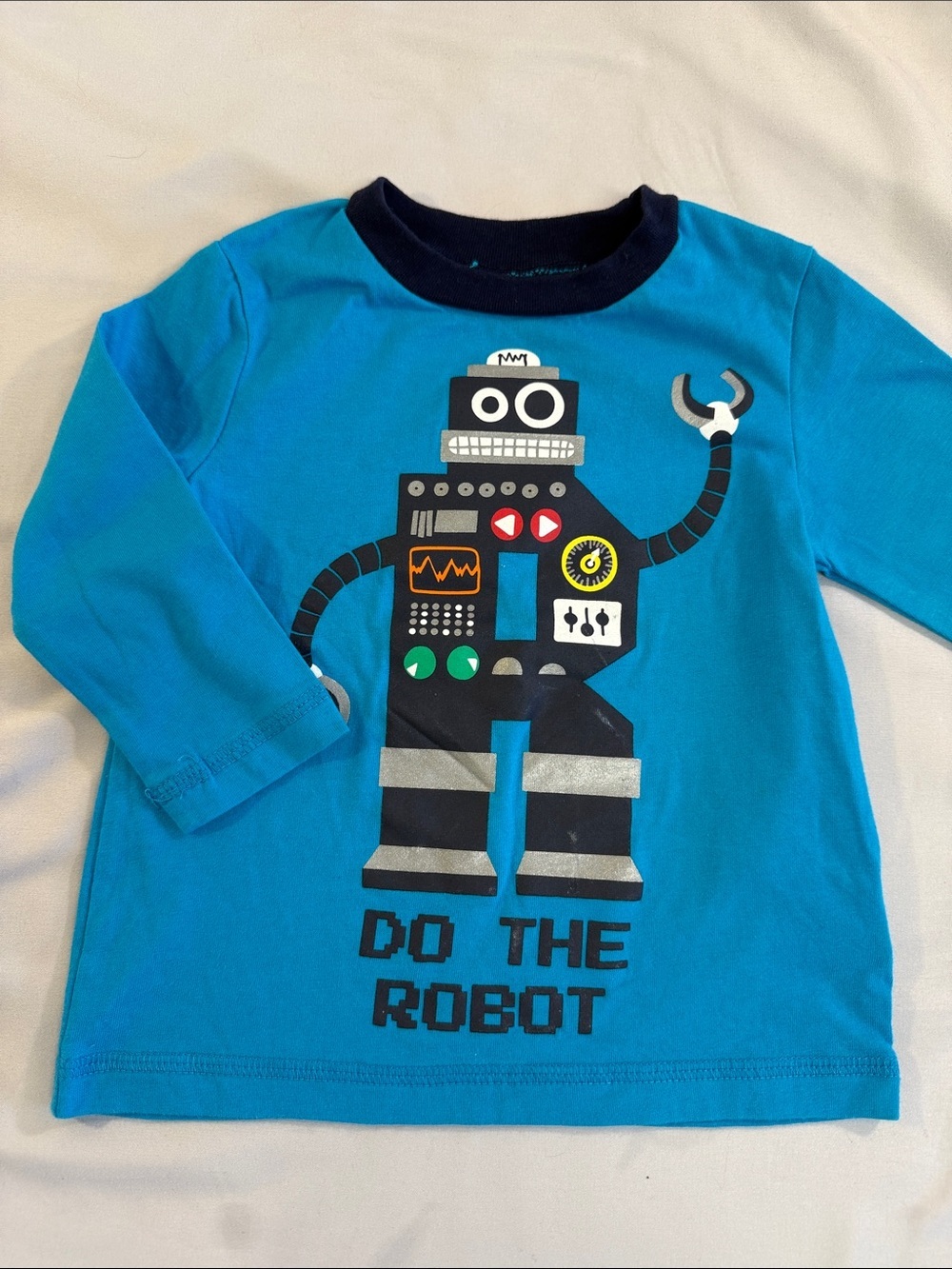 okie dokie Teal Baby Tee with Navy Trim